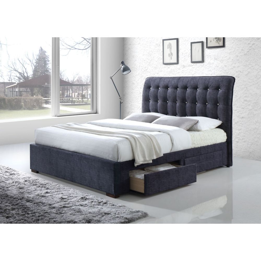 Drorit - Bed w/Storage Dark Gray King