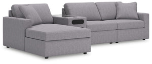Modmax - Granite - Sectional Gray 4 Pc. Sectional With Laf Corner Chaise And Audio Console