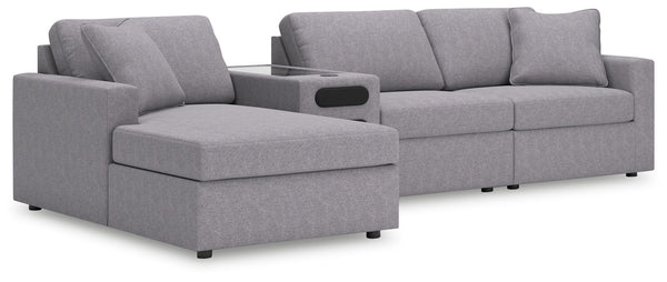 Modmax - Granite - Sectional Gray 4 Pc. Sectional With Laf Corner Chaise And Audio Console