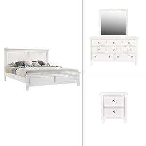 Tamarack - Bedroom Set White 4 Pc. Bed, Dresser, Mirror, Nightstand California King