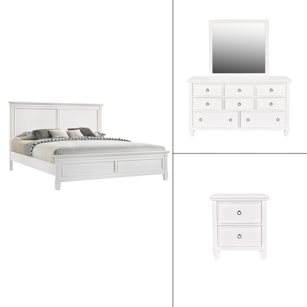 Tamarack - Bedroom Set White 4 Pc. Bed, Dresser, Mirror, Nightstand California King