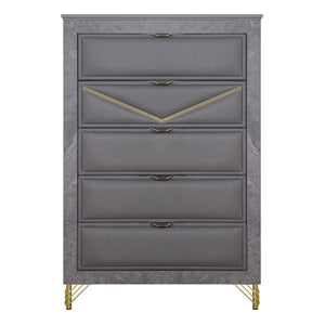 Symmetry - 5 Drawer Chest - Charcoal