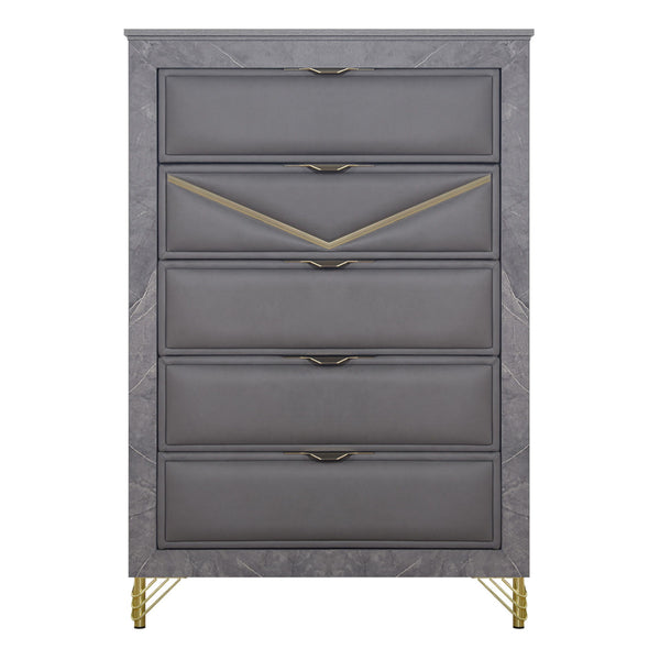 Symmetry - 5 Drawer Chest - Charcoal