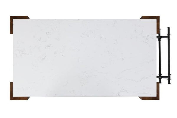 Alaroa - Kitchen Island - Marble Top & Rustic Brown