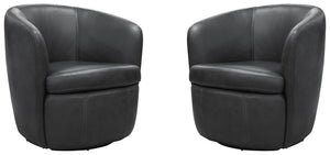 Barolo - 100% Italian Leather Swivel Club Chair (Set of 2)