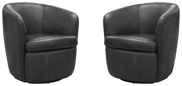 Barolo - 100% Italian Leather Swivel Club Chair (Set of 2)