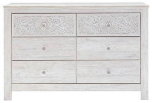 Paxberry - Whitewash - Six Drawer Dresser - Medallion Drawer Pulls