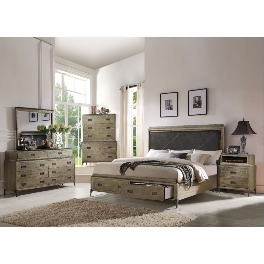 Athouman - Storage Bed Weathered Oak King