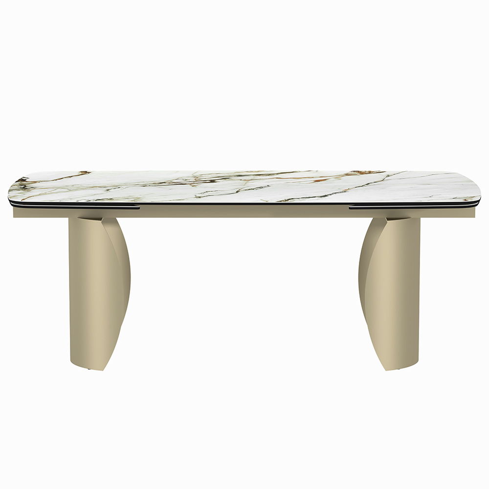 Cora - Dining Table - Ceramic Top & Golden Champange Finish