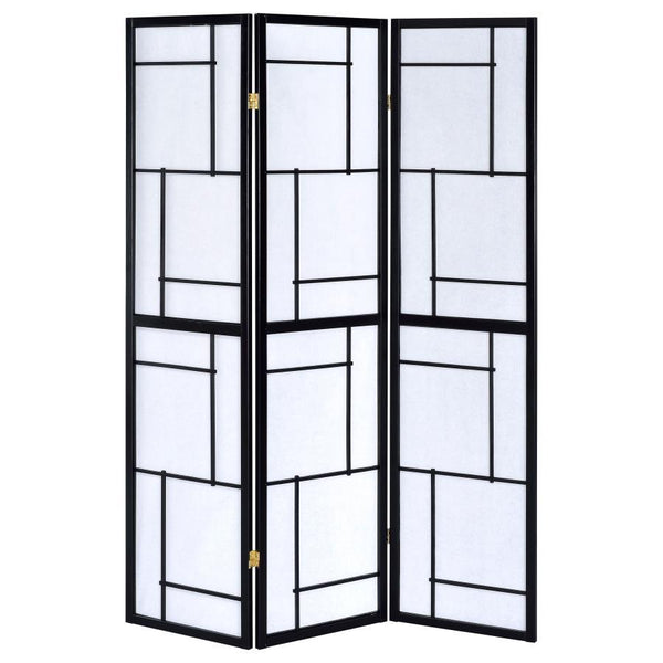 Damis - 3-Panel Room Divider Folding Shoji Screen - Black