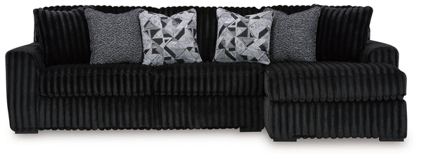 Midnight-Madness - Sectional Black 2 Pc. Right Arm Facing Corner Chaise Sectional Sofa