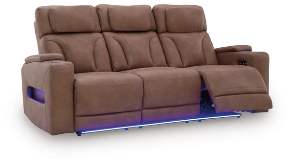 Clean-Slate - Caramel - Power Reclining Sofa / Adj Headrest