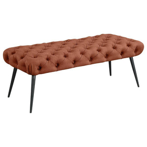 Ella - Upholstered Tufted Bench Metal Legs Orange