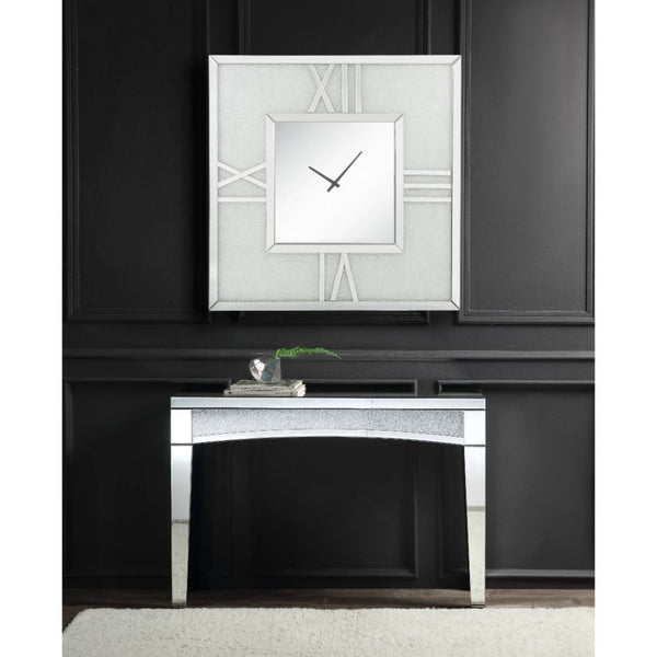 Noralie - Wall Clock With LED - Mirrored & Faux Diamonds