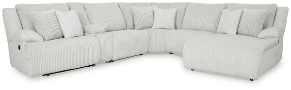 Top Tier - Reclining Sectional Gray 6 Pc. Right Arm Facing Chaise Reclining Sectional