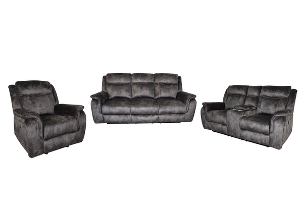Park City - Reclining Sofa Set Dark Gray 3 Pc. Power Reclining Sofa, Loveseat, Recliner