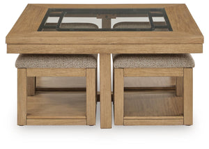 Wittenmyer - Cocktail Table With 4 Stools (Set of 5) - Natural / Black