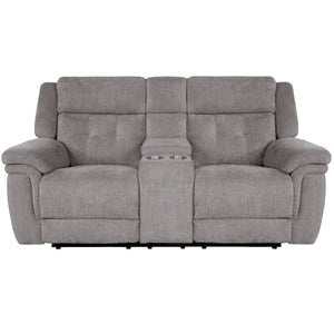 Richland - Power Reclining Console Loveseat - Bristol Gray