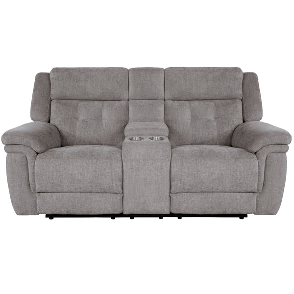 Richland - Power Reclining Console Loveseat - Bristol Gray