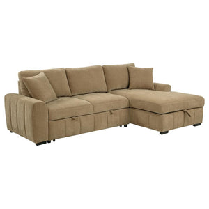 Pastrana - Upholstered Sleeper Sectional Sofa Light Brown Right Arm Facing Chaise