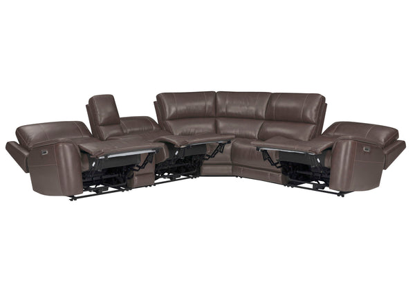 Easton - 6 Piece Zero Gravity Power Reclining Sectional With Power Adjustable Headrests - Steamboat Brown