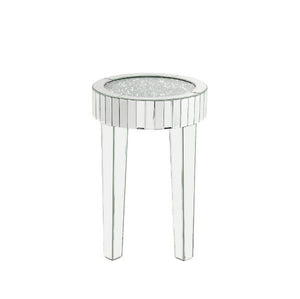 Noralie - 16" Round End Table - Mirrored & Faux Diamonds