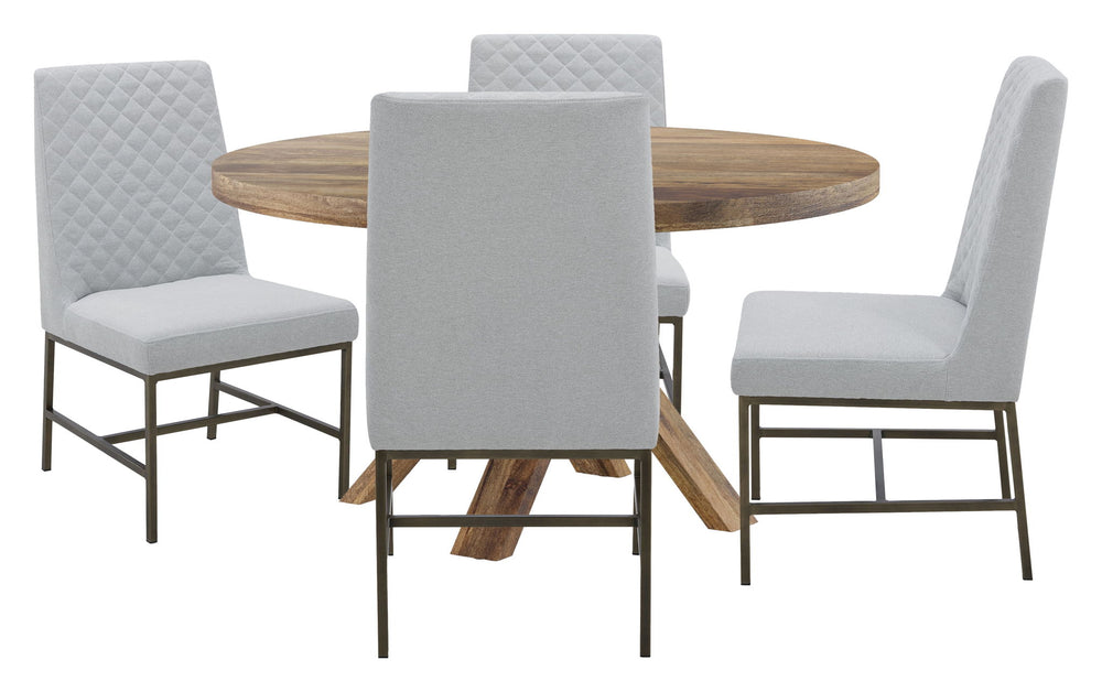 Crossings - Round Dining Table With 4 Upholstered Chairs Gray