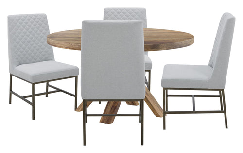 Crossings - Round Dining Table With 4 Upholstered Chairs Gray