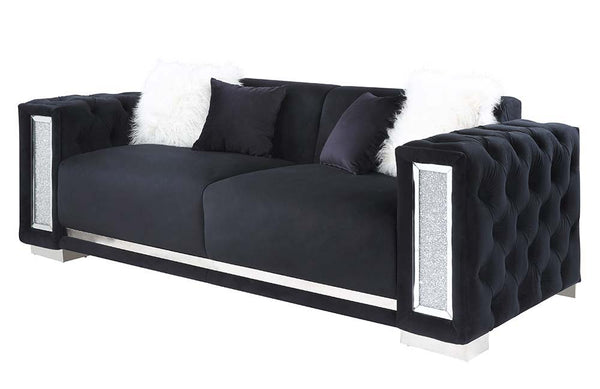 Trislar - Sofa With 4 Pillows (Same 52525) - Black Velvet