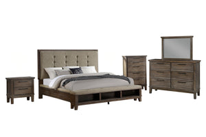 Cagney - Bedroom Set Light Brown 5 Pc. Bed, Dresser, Mirror, Chest, Nightstand California King