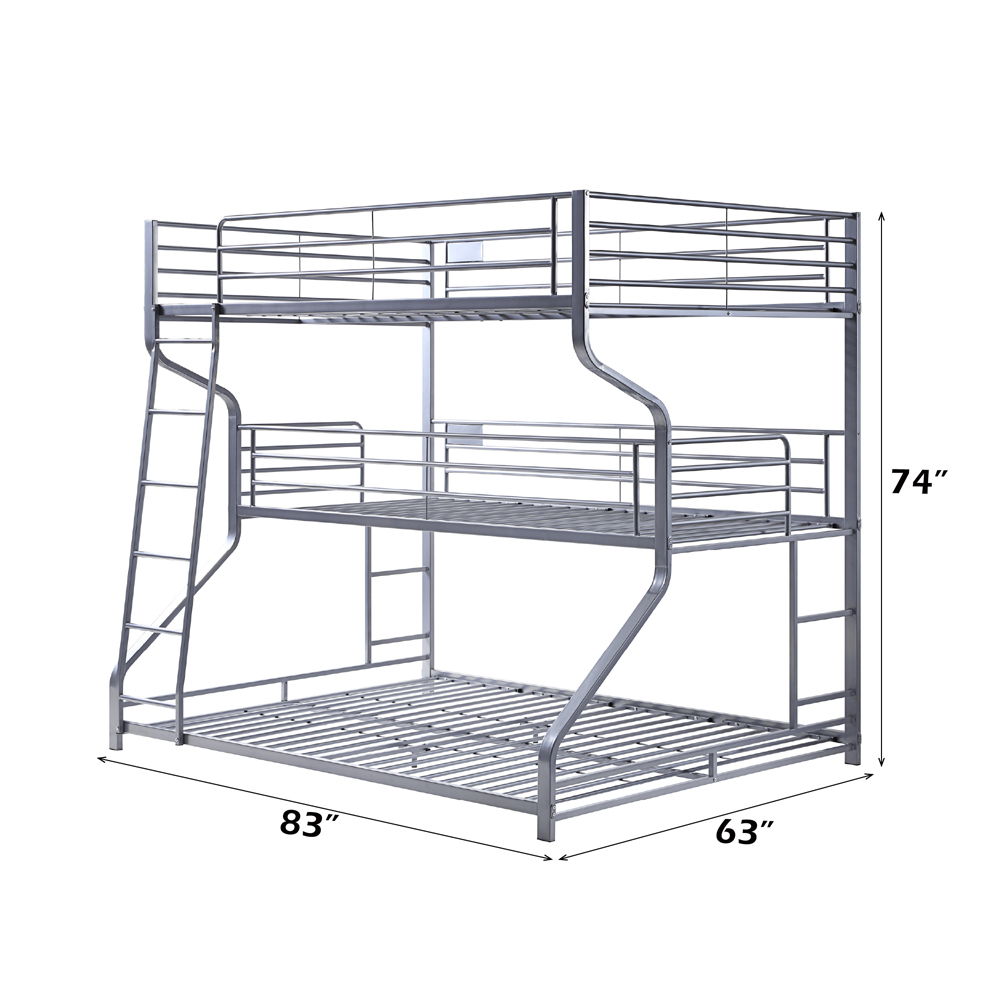 Caius II - Triple Bunk Bed Silver Twin