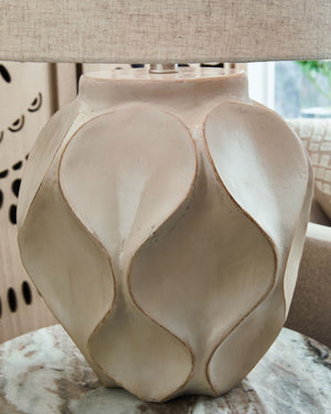 Edselham - Paper Table Lamp - Distressed Cream