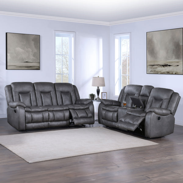 Morello - Reclining Living Room Set Dark Gray 2 Pc. Reclining Sofa, Loveseat