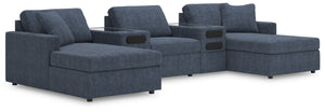 Modmax - Ink - Sectional Blue 5 Pc. Double Chaise Sectional With Audio System Consoles