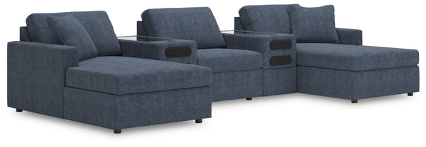 Modmax - Ink - Sectional Blue 5 Pc. Double Chaise Sectional With Audio System Consoles