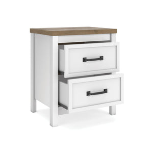 Kerisden - Two Drawer Night Stand - White / Brown