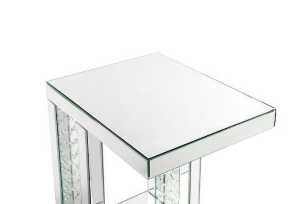 Nysa - 24" Accent Table - Mirrored & Faux Crystals Inlay
