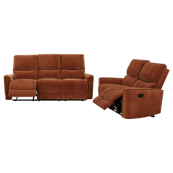 Navarro - Upholstered Reclining Sofa Set Orange 2 Pc. Sofa, Loveseat