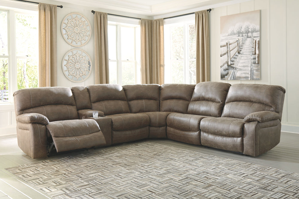 Segburg - Driftwood - Left Arm Facing Power Sofa with Console 4 Pc Sectional