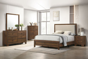 Millie - Full Upholstery Bed In One Box - Brown Cherry