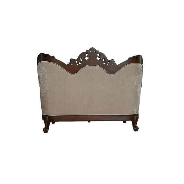 Devayne - Loveseat With 4 Pillows (Same Lv01583) - Pattern Fabric & Dark Walnut