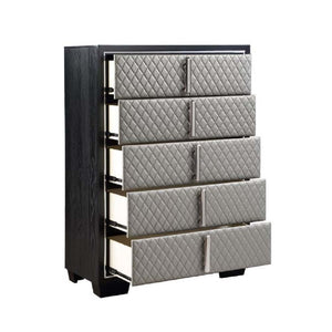 Nicola - Chest - Silver PU & Black Finish