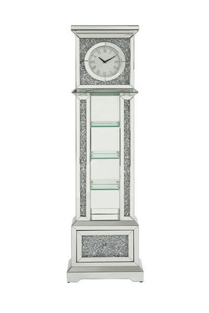Noralie - 63" Standing Grandfather Clock With LED - Mirrored & Faux Diamonds