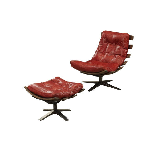 Gandy - 2Pc Pk Chair & Ottoman Antique Red