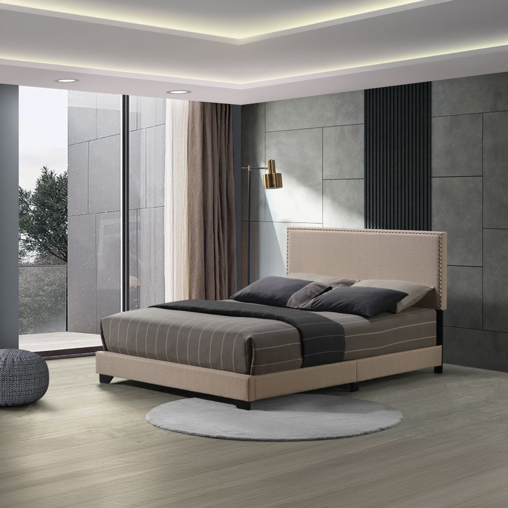 Leandros - Bed Beige Queen