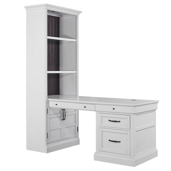 Shoreham - Bookcase With Peninsula Desk - Effortless White