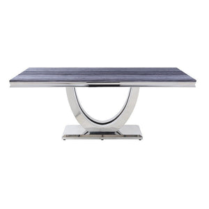 Cambrie - Dining Table With Engineered Stone Top - Engineered Stone Top & Mirrored Silver
