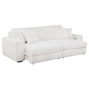 Jacana - Corduroy Upholstered Dual Power Chaise Sofa Beige