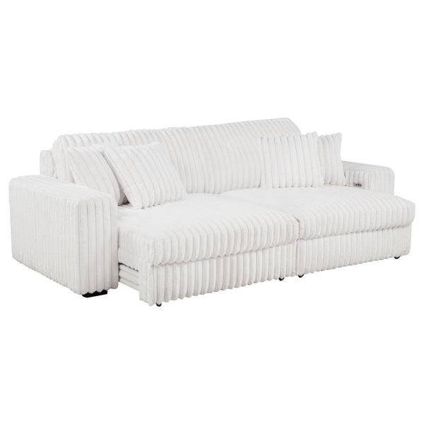 Jacana - Corduroy Upholstered Dual Power Chaise Sofa Beige