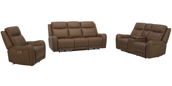 Haywood - Power Reclining Sofa Set Butternut 3 Pc. Sofa, Loveseat, Recliner